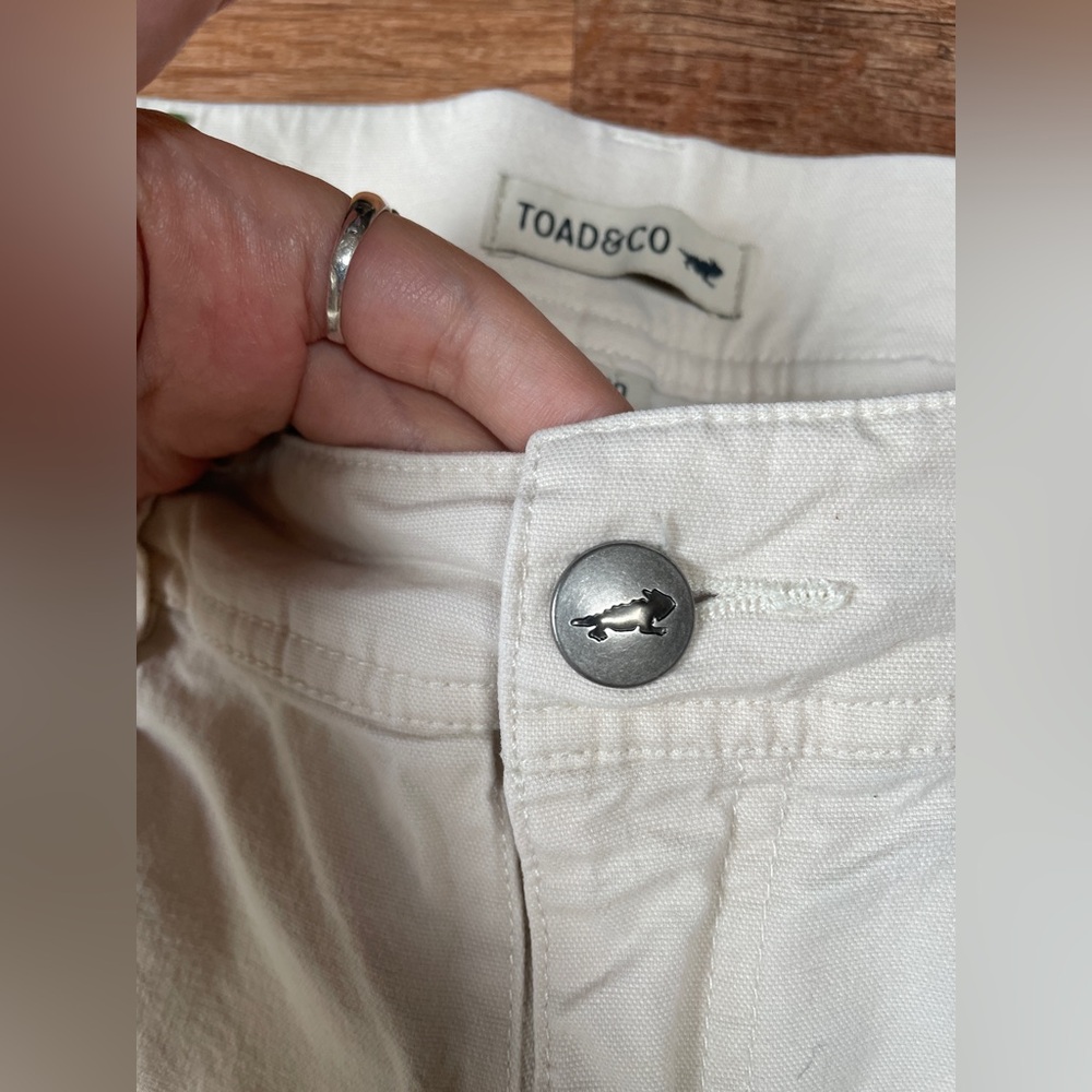 Toad & Co womens skinny pants size 10 off white organic cotton sustainable - Picture 5 of 11